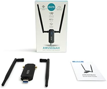 Alfa Awus036AX 802.11AX WiFi 6 USB 3.0 adapter dongle AX1800, Dual Band 5 GHz, 2x RP-SMA antene