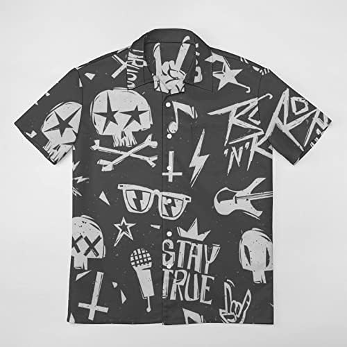 Rock and Roll muške košulje s kratkim rukavima za bluze casual casual majica na plaži sa džepom