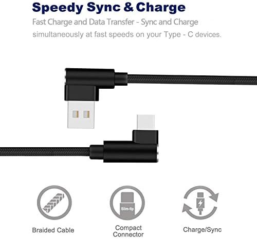 Pravi ugao USB C kabl, tip C 90 stepeni, pleteni USB tip C Duk kabl Brzo punjenje sinkronizirani kabel