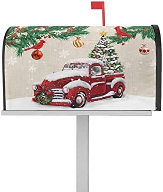 Božić Red Truck Mailbox Cover-Proljeće Ljeto Jesen Zima Magnetic Mailbox Covers dekor dodatna oprema za vanjski