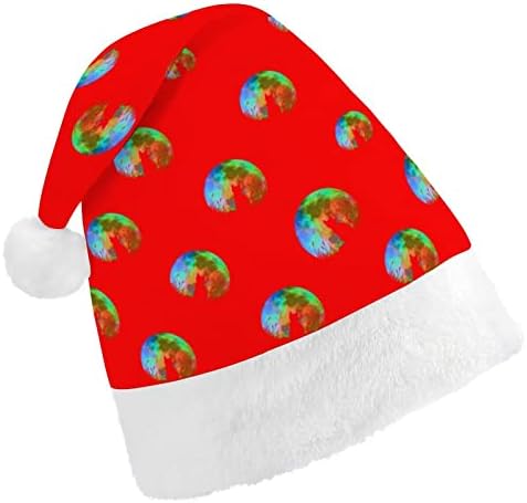 Mačka sa šarenim punim mjesecom smiješna Božićna kapa šeširi Santa Claus kratki plišani s bijelim