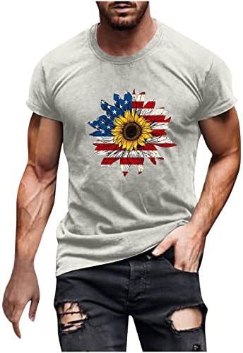 Košulje od 4. jula za muškarce Patriotske košulje vrhovi zvijezda Striped suncokret vijenac Grafički tee