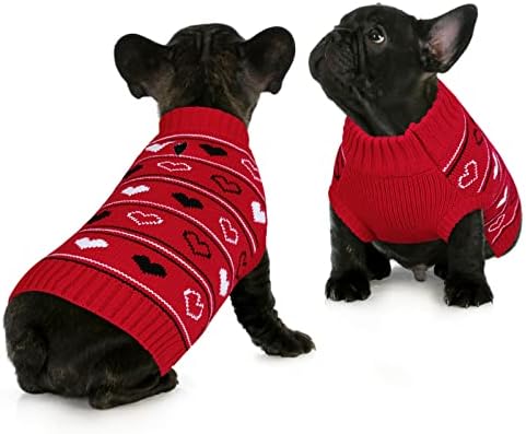 Queenmore Duks za valentinovo, džemper za male pse za malene pse, čajnice, francuske francuske, chihuahuas,