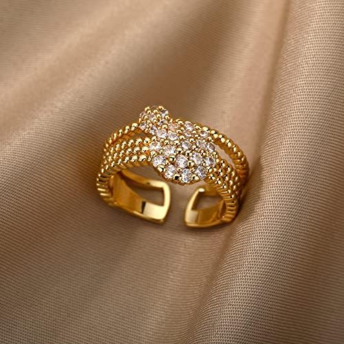 Oyalma Cirkon Krug Otvoreni Prstenovi Za Žene Crystal Gold Finger Charm Podesivi Prsten Vjenčanje