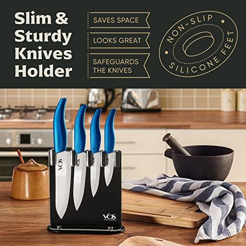 VOS keramički set noža, keramički noževi set za kuhinju, keramičke kuhinjske noževe sa držačem,