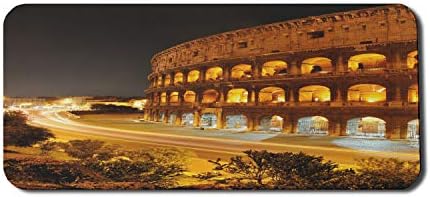 Ambesonne Italija Računarska jastuk, Colosseum u noćnom scenografiju Rim Europski gradski baština Monument