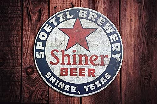 Shiner Beer Shiner Texas Vintage Style Okrugli limenki znak Metalni znak Metalni dekor Zidni Zidni zid zidni