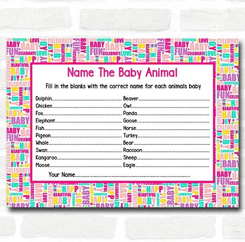 Zabavne riječi Baby tuš igre Baby životinjske kartice