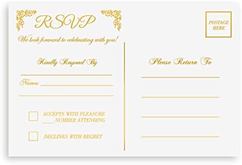 K11 Dizajn za fotografije RSVP razglednice za vjenčanje zlatne folije 4 x6 Kartice za odgovor, RSVP Odgovor,