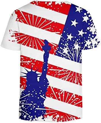 Vrhovi kratkih rukava za žene Ljeto jesen V izrez SAD Zastava Grafički casual bluze Košulje Teen
