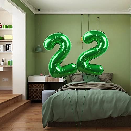 Yijunmca Green 22 Broj balona Giant Jumbo broj 22 32 Helijum balon Viseći balon folija Mylar baloni za žene muškarci