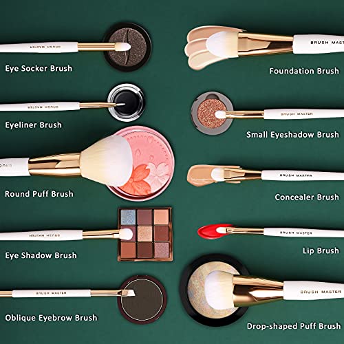 Brush Master 10pcs Professional Makeup četkice i ravna četkica za šminkanje