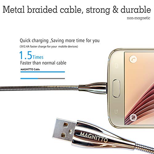 Magnitto Micro USB kabel, Android punjač, ​​jak od metalne plehe metalne plehe žice ekstra