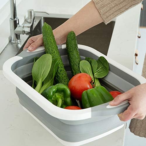 Sklopiva ploča za sečenje, 3 in1 sklopiva ploča za sečenje, korpa za pranje povrća za uštedu prostora sa čepom