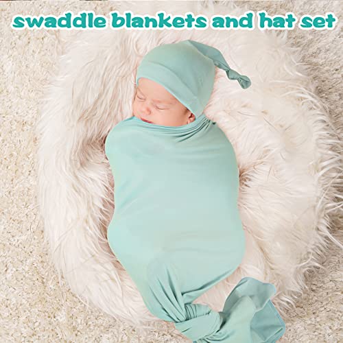 4 set novorođenčad i traka za glavu Pamuk Swaddle Hat Set Wrap koji prima rastezljive pokrivače ploče zavijanje