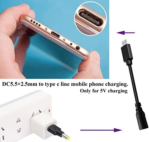 AAOTOKK 5V DC do USB adaptera DC5.5 × 2,5 mm Pretvarač napajanja USB 2.0 A mužjak do DC 5,5 × 2,5 mm muški bačva