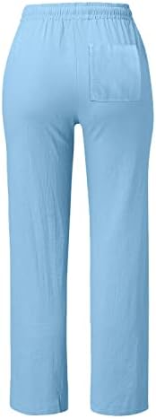 Ethia Womens Wide noga hlače Žene casual hlače Čvrsti pamuk i pantalone sa džepom dugih hlača dugačke hlače