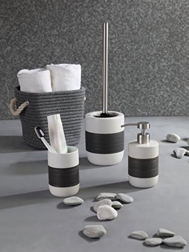 Axentia 122418 WC set Athen, toaletni pribor sa drškom od nehrđajućeg čelika, četkica i držač, bijela / siva,