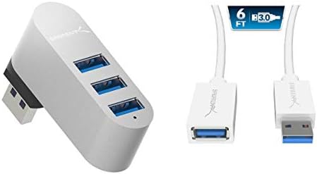 Sabrent Premium 3-port aluminijski mini USB 3.0 čvorište + 22WG 6 stopa USB 3.0 produžni kabel