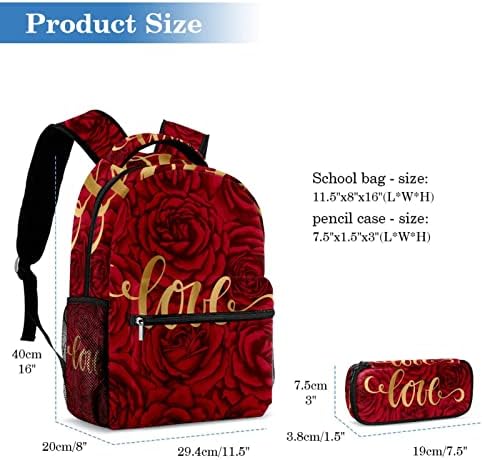 Tbouobt putni ruksak set lagan laptop casual ruksak za žene muškarci, crveni ružni dan zaljubljenih