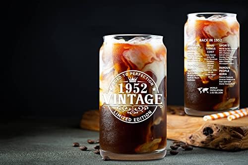 LOSTEAR pokloni za 70. rođendan staklo za limenke piva, Vintage naočare za pivo iz 1952./ledene čaše za kafu,