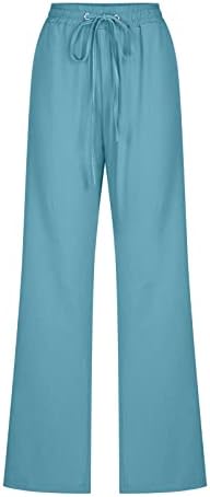 lcziwo lanene pantalone za žene Capri Casual pantalone sa širokim nogavicama Casual potezanjem struka