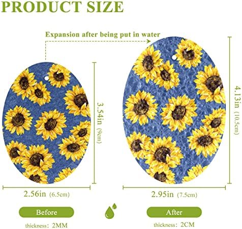 ALAZA Sunflower Yellow Cvjetni cvjetni plavi prirodni spužvi Kuhinjski celulozni spužva za jela