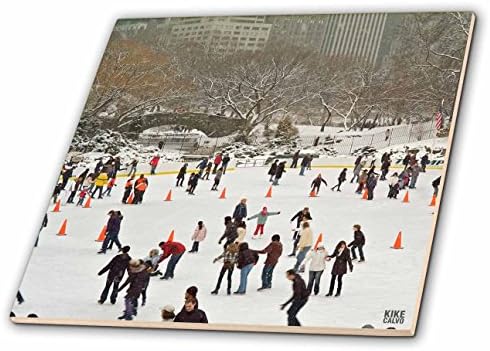 3drose snežna mećava u Central Parku Manhattan New York City ice skate Ring - keramička pločica, 12-inčni
