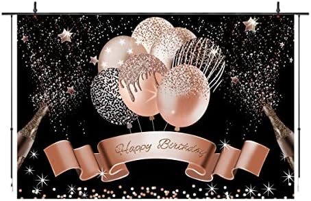 Sretan rođendan pozadine djevojke žene Rose Gold Glitter Bokeh baloni Rođendanska zabava pozadini