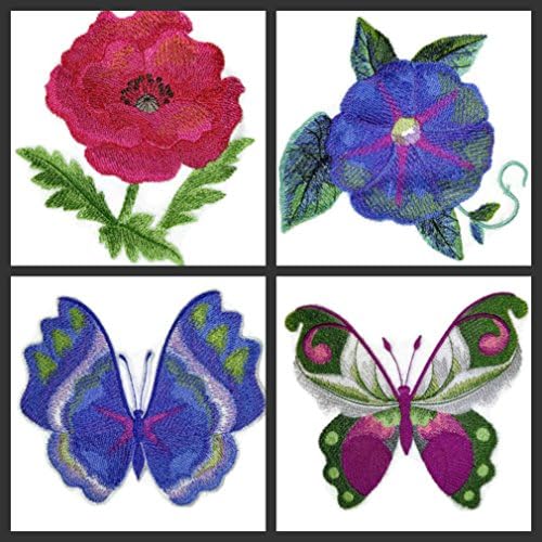 Izavizovanje pohrani i jedinstveni cvjetovi akvarela i leptira [vodkolor mak bloom] vezeno željezo