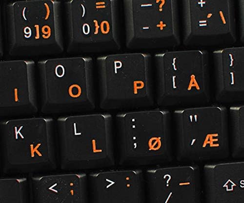 Norveške naljepnice na tastaturi sa narančastim slovima na prozirnom pozadinu za radnu površinu,