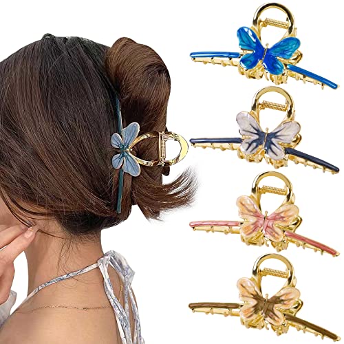 Butterfly Hair Claw Clips za žene 4kom velike neklizajuće jake metalne leptir kopče za kosu