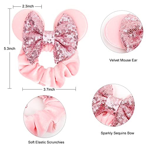 Mišje uši, baršunaste vezice za kosu ružičasta mašna Glitter elastična guma za djevojčice ženski Cosplay