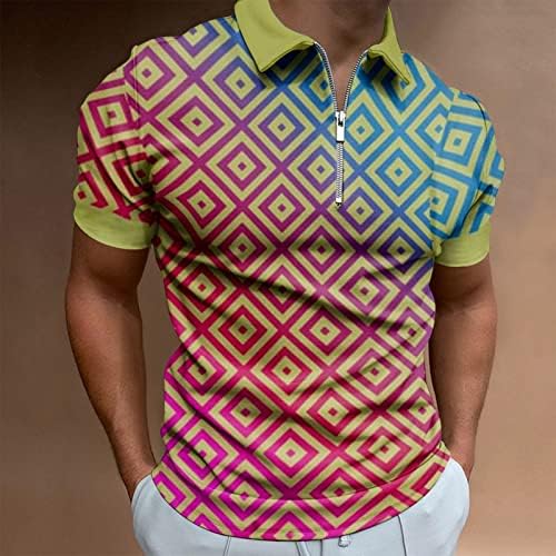 Muške modne polovine 3D polo majice Poslovni patentni zatvarač ukrasni kratki rukav polo majica za patchwork
