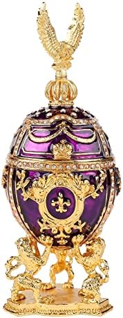 FASSLINO ljubičasta Faberge kutija za nakit od jaja sa šarkama klasični ručno oslikani ukrasi Vintage
