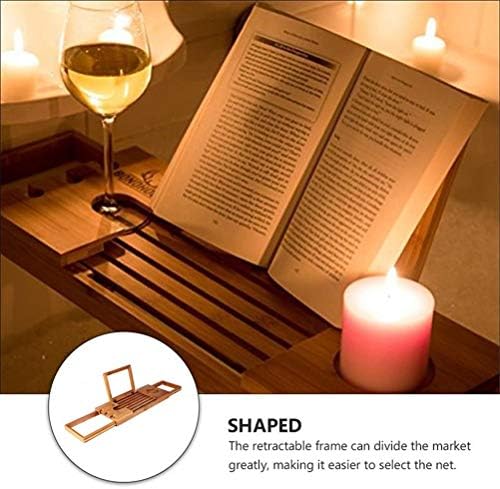 Wionc Extessable Bamboo kade za kade Caddy Organizator Rezervirajte vinski držač za čitanje