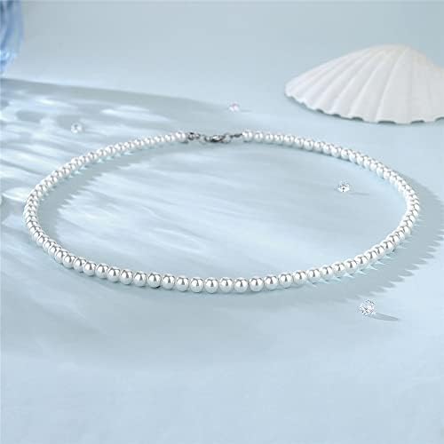 Biserna ogrlica za muškarce, biserne ogrlice za žene, 6mm nakit od bijelih bisernih ogrlica