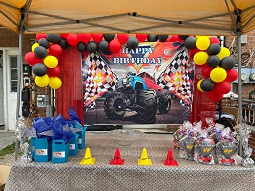 Monster Truck Backdrop za rođendanski zabava 5x3ft Happy Rođendana Racing Ridar Pozadina za dječake