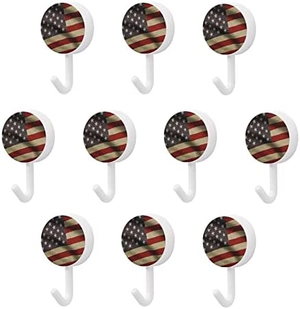 Američki zastava ljepilo kukice set od 10 okruglog plastičnih kuka bez noktiju zidnih kuka za kuhinju kupatilo