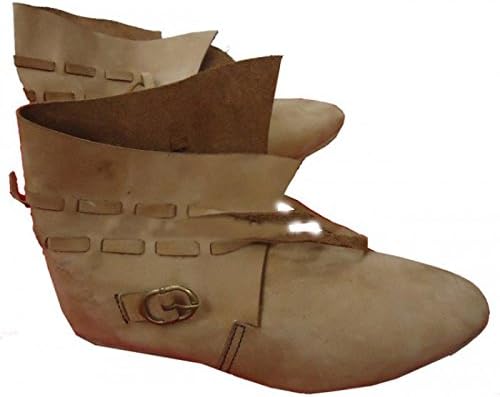 Ručno izrađene srednjovjekovne kožne cipele Crne i smeđe renesansne čizme i prirodna kožna uloga