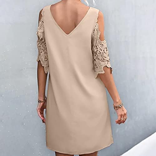 Ženske hladne ljetne haljine za ramena trendi Casual V izrez čipkasti polu rukav Mini haljina