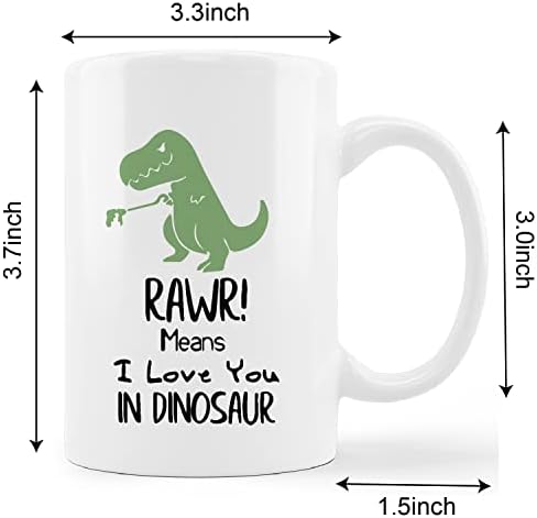 Kunlisa Funny dinosaur šalica, Rawa znači da te volim u dinosaurušku keramičku šalicu-11oz kava mleka za