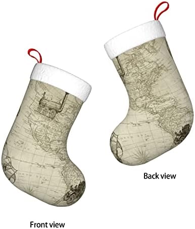 Austenstern božićne čarape Vintage World Map Travel Dvostrano kamin Viseći čarape