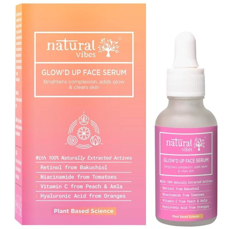 Prirodni Vibes Glow 'd up Serum za lice | sa biljnim Niacinamidom, vitaminom C, retinolom i amp; hijaluronskom
