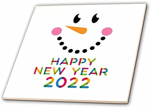 3drose nasmijano lice snjegovića. Moderan šareni tekst Sretna Nova Godina 2022 - pločice