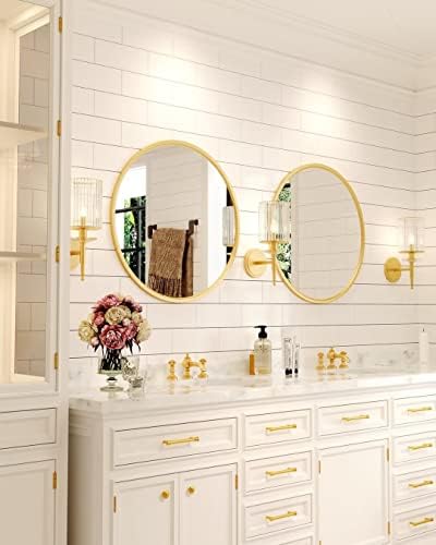 Grgoun 30 '' Zlatno okruglo ogledalo, Zidno ogledalo kruga za kupaonicu Vanity, ulazna dnevna soba sa metalnim