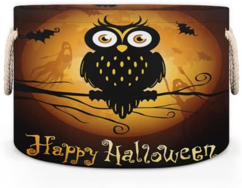 Halloween Owl Bat velike okrugle korpe za odlaganje korpi za veš sa ručkama deka korpa za odlaganje za police