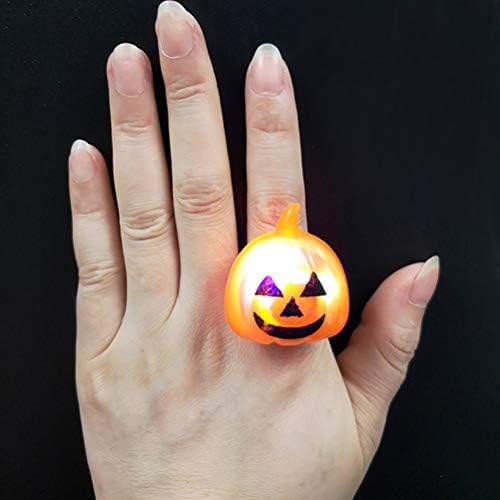 Amosfun LED svjetlosni prsten Halloween Bat bundeve lubanje Funny plastični prstenovi zabava Favors