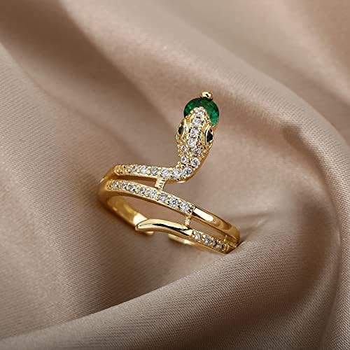 T3Store Kubni Cirkon Zmijski Prstenovi Za Žene Vintage Zlatni Prsten Nakit Najbolji Prijatelj Anillos -