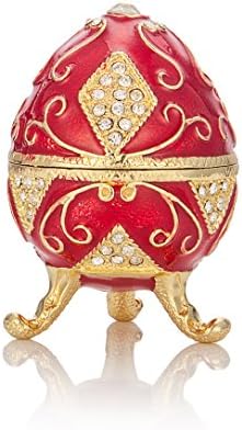 Qifu-ručno oslikano Enameled Faberge Egg Style Dekorativni šarkirani nakit TRIKET kutija Jedinstveni